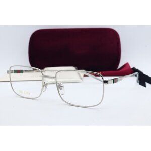 Gucci GG 16780 004 Rectangle Silver Eyeglasses Clear Lenses 55mm